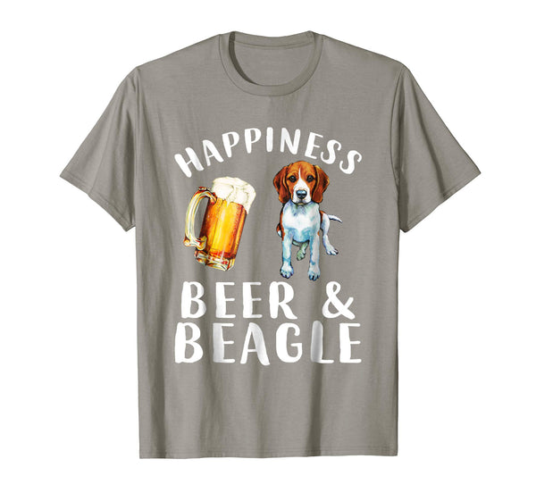 Cool Funny Happiness Beer And Beagle Dog  T-Shirt Slate