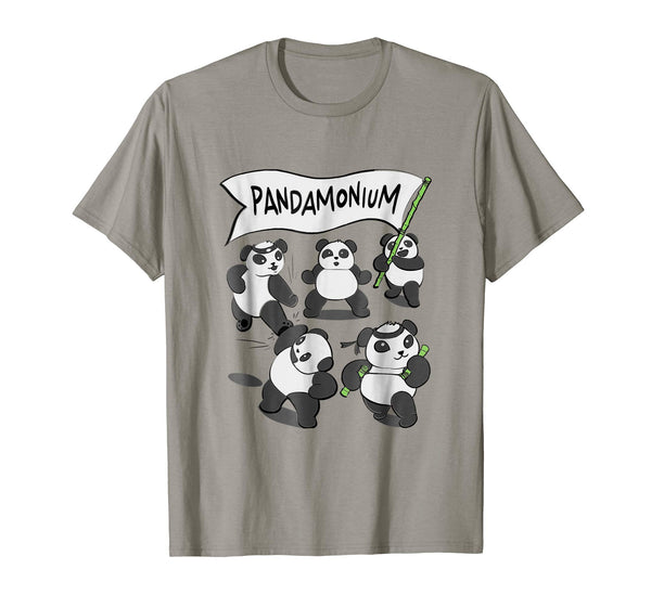 Cute Pandamonium Funny Panda Bear Gift  T-Shirt Slate