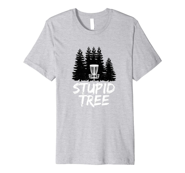 Adorable Stupid Tree Disc Golf Funny Frisbee Golf  T-Shirt Heather Grey