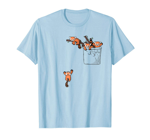 Cutest Pocket Series Cute Red Panda Bear Playing  T-Shirt Baby Blue