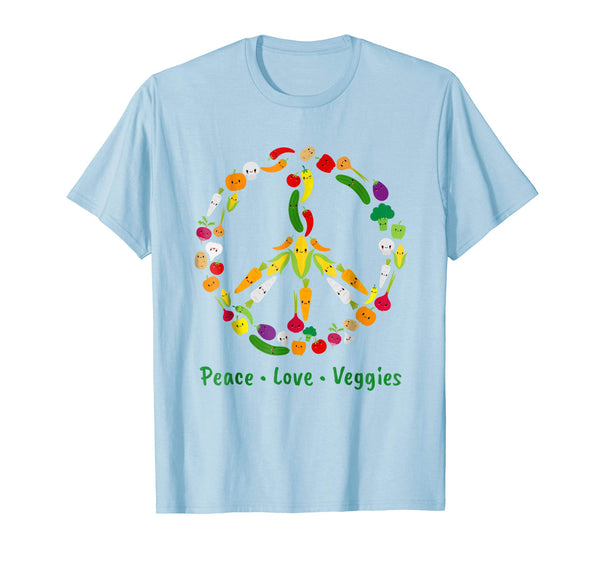 Cute Cute Kawaii Vegetable Veggie Peace Sign Vegan  T-Shirt Baby Blue
