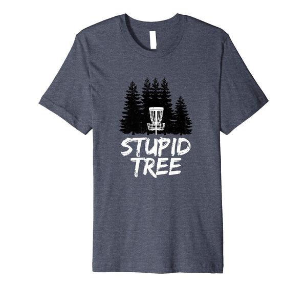 Adorable Stupid Tree Disc Golf Funny Frisbee Golf  T-Shirt Heather Blue