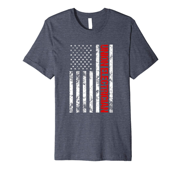 Hot Union Electrician American Flag Electrician Premium  T-Shirt Heather Blue