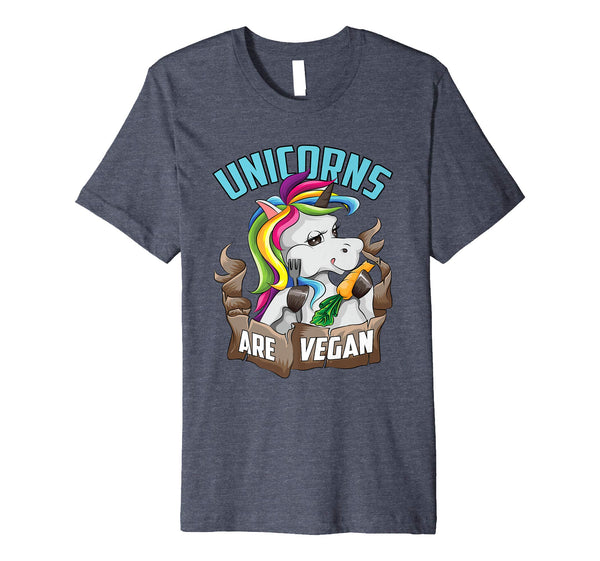 Cutest Unicorns Are Vegan Horse Eating Vegetables Cool Gift  T-Shirt Heather Blue