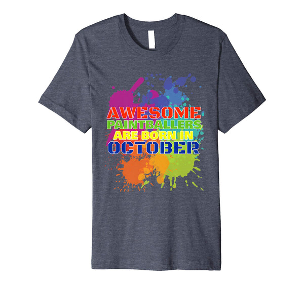Cute Paintball Birthday Party For Born In October  T-Shirt Heather Blue