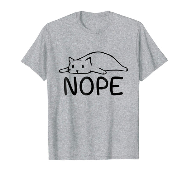Cool Nope Funny Lazy Cat Nope Not Today Ca  T-Shirt Heather Grey