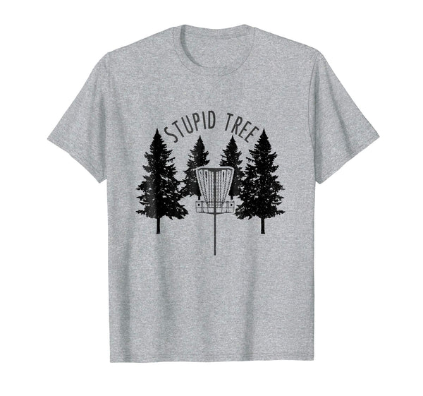 Wonderful Disc Golf Stupid Tree Funny Tee Gift  T-Shirt Heather Grey