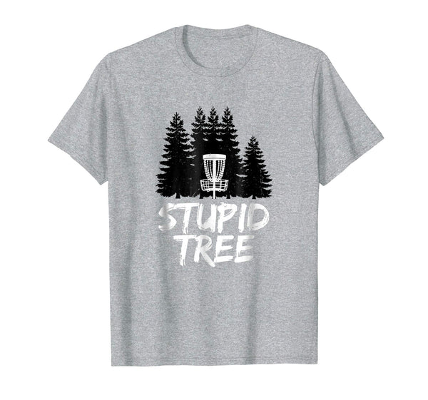 Wonderful Stupid Tree Disc Golf Funny Frisbee Golf  T-Shirt Heather Grey