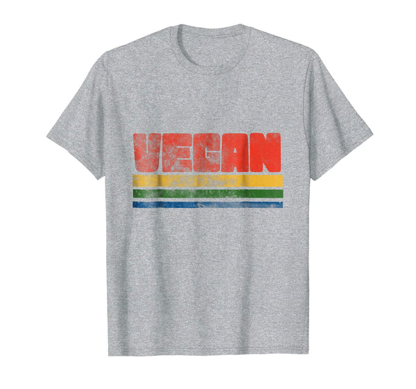 Hot Vegan T Shrit Vintage Style Vegans Tee Retro 70s  T-Shirt Heather Grey