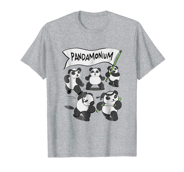 Cute Pandamonium Funny Panda Bear Gift  T-Shirt Heather Grey
