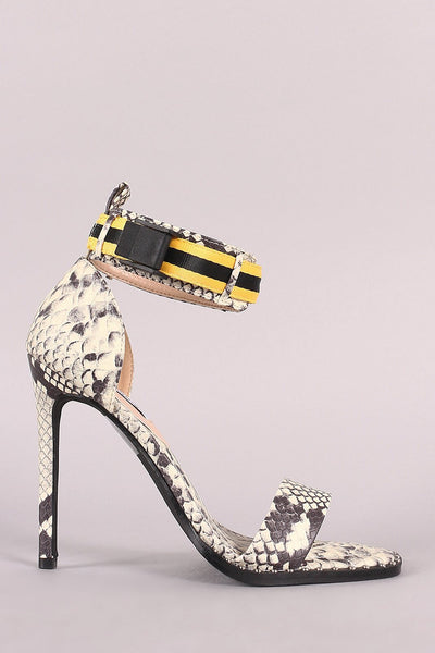 Studded Open Toe Ankle Strap Stiletto Heel